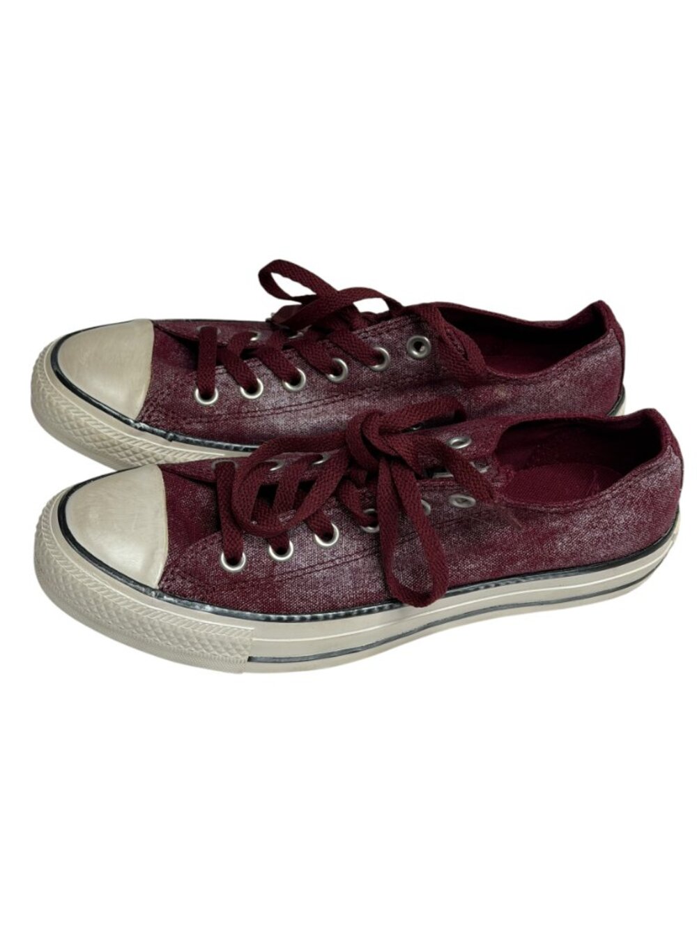 Converse All Star Ox Heart Sneakers Shoes Flats Womens Distressed Red 8 - Picture 2 of 10